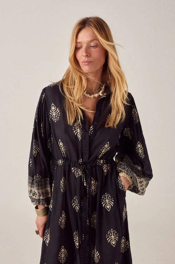 Eleanor’s Dress - Black Leaves