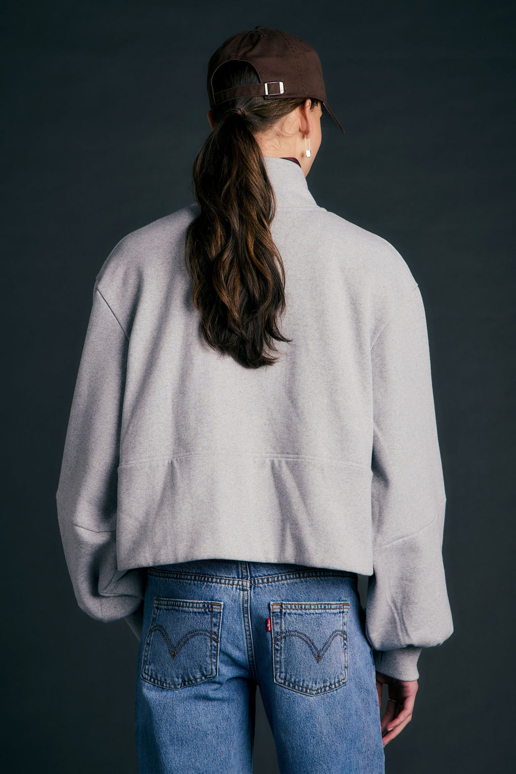 Runaway Zip Front Sweatshirt - Grey Marle