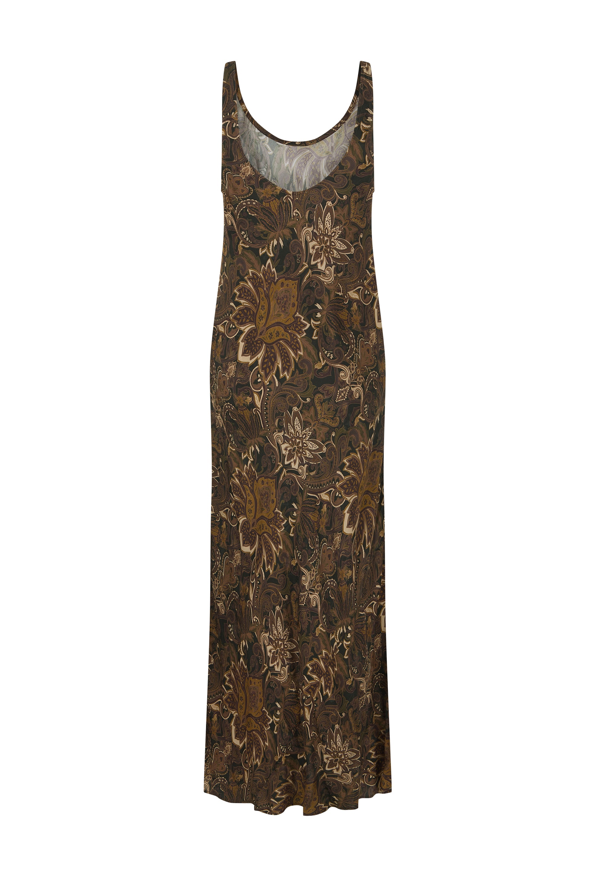 Damask Bias Dress - Walnut