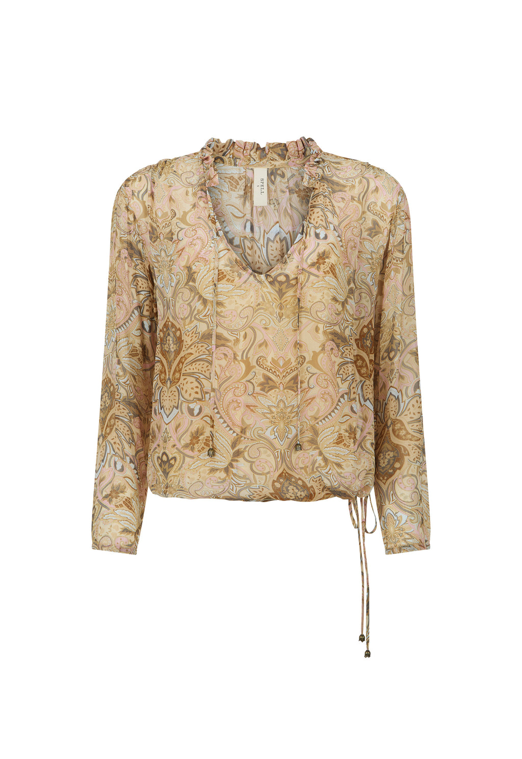 Damask L/Sleeve Blouse - Chai