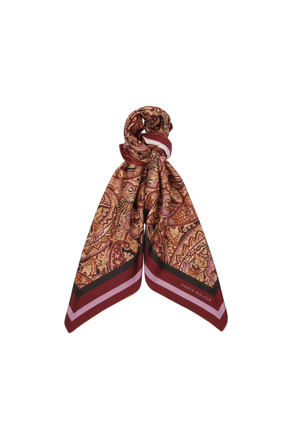 Paisley Silk Scarf - Burgundy