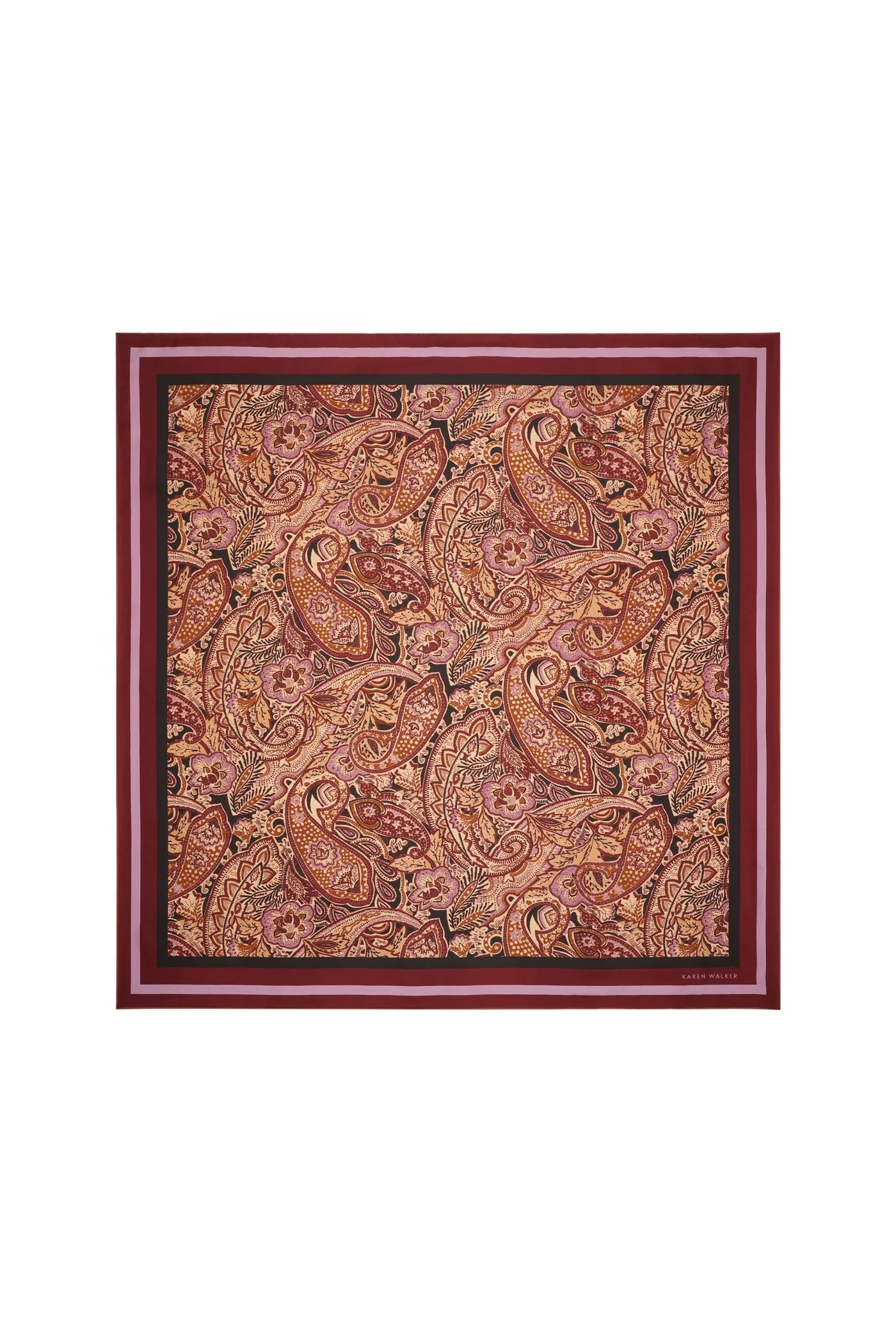 Paisley Silk Scarf - Burgundy