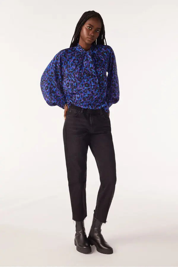 Loma - Bleu Leopard Blouse