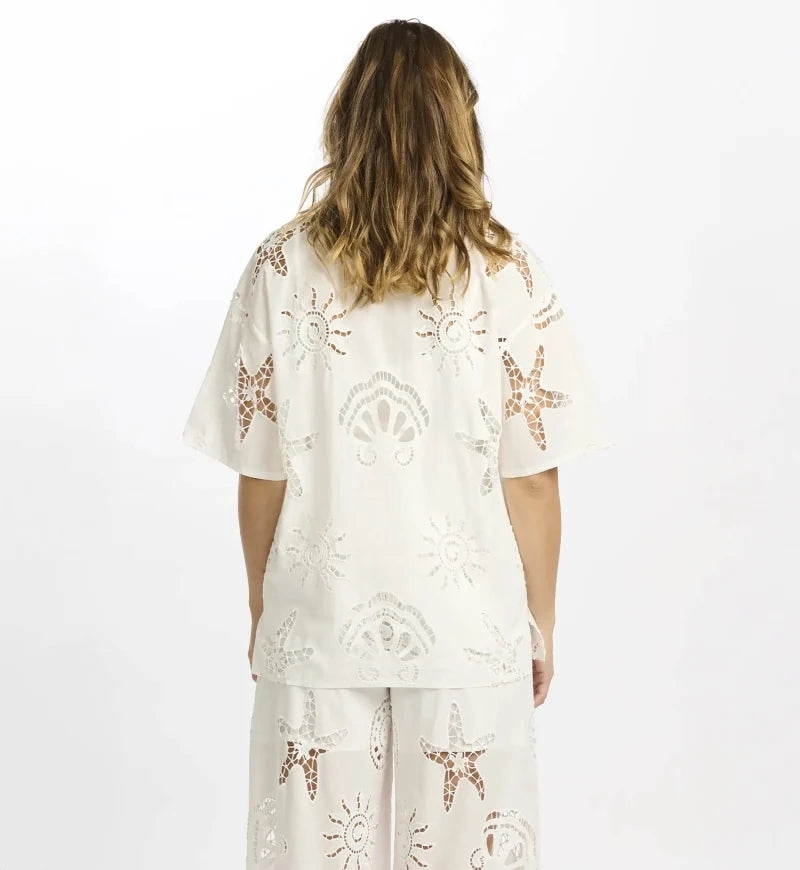 Kyle White Broderie Shirt