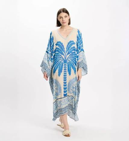 Rhoda Blue/Crem Kaftan