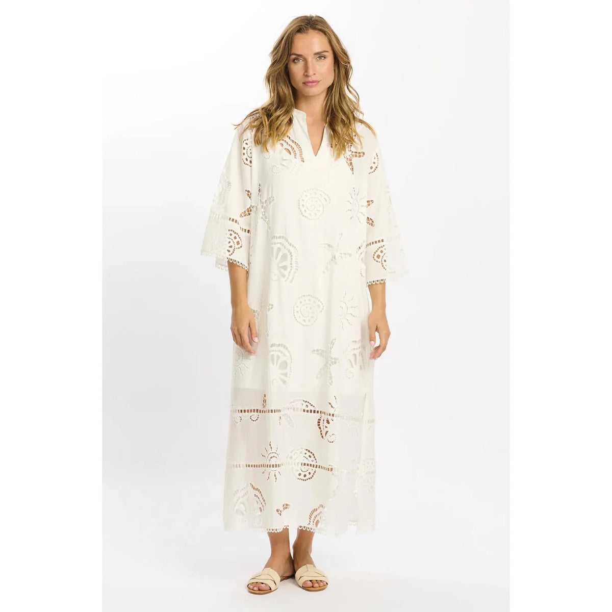 Avalon White Broderie Kaftan