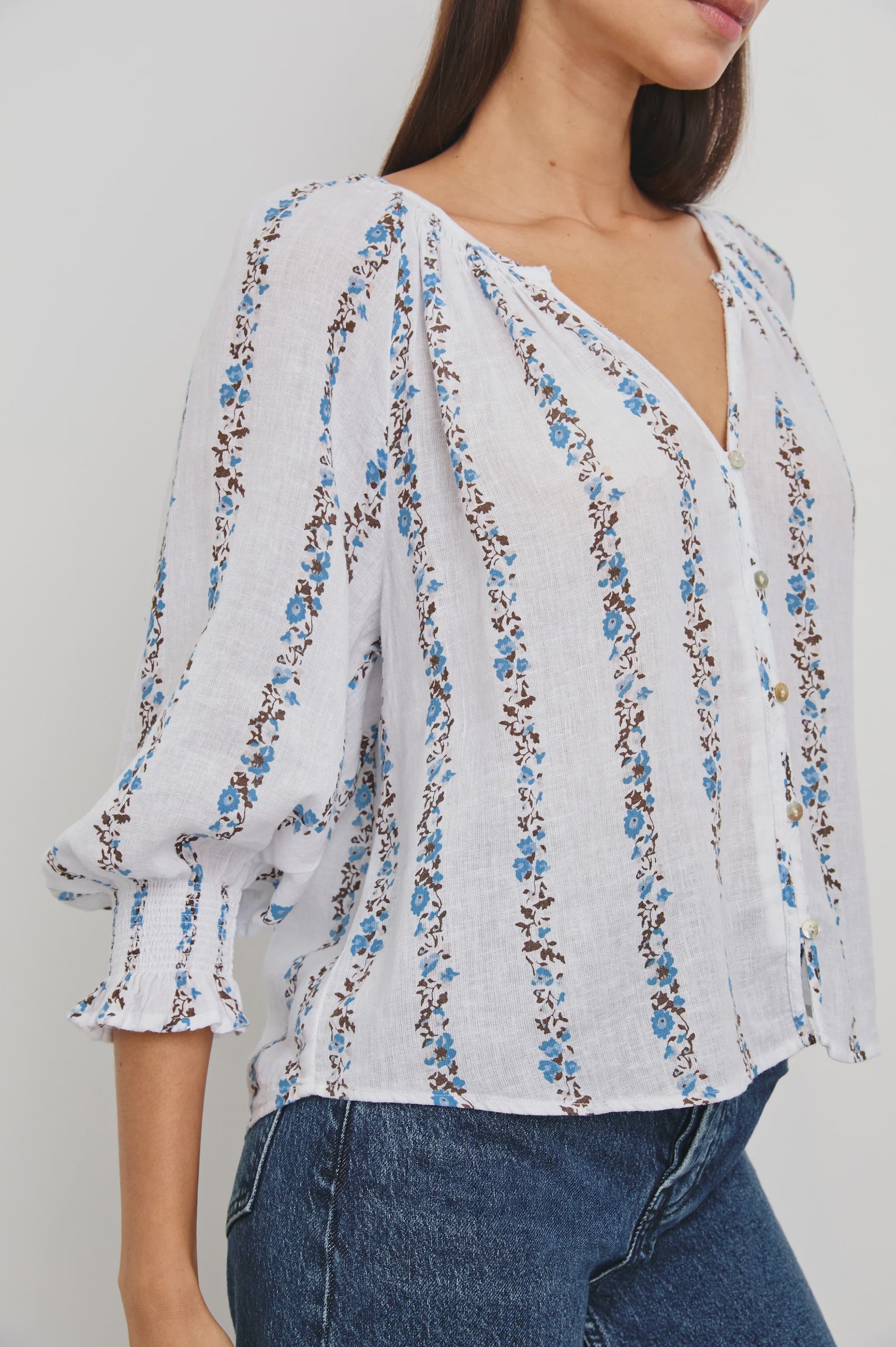 Mariah Blouse - Bluebell Stripe