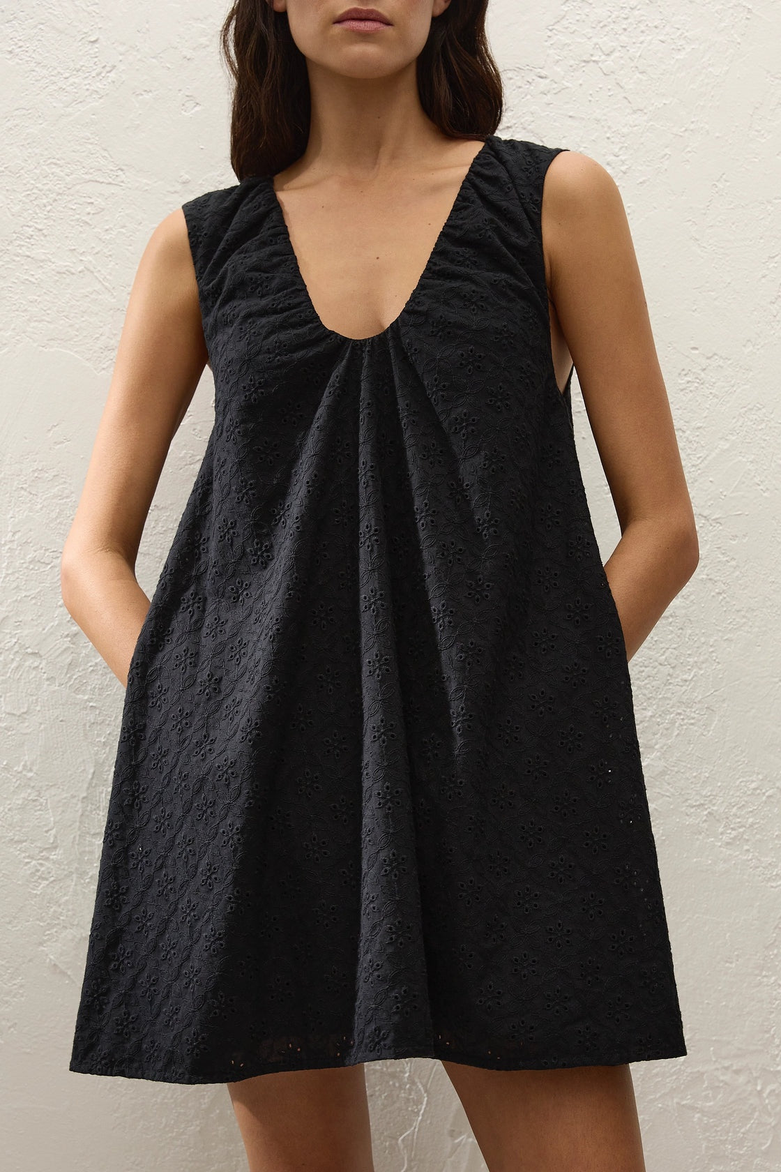 Juana Mini Dress - Black Broderie