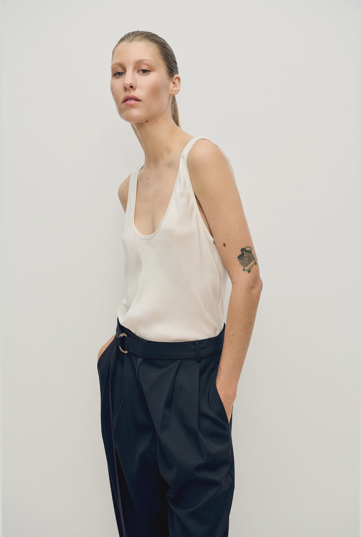 Scoop Neck Tank - White