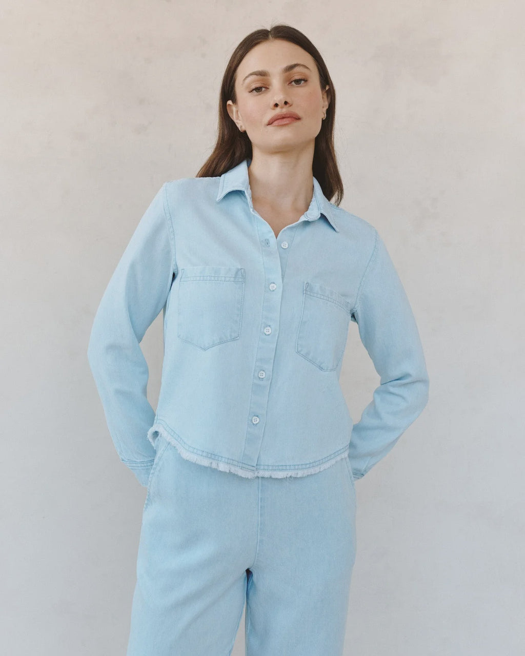 Frayed Hem Shirt - Coastal Wash