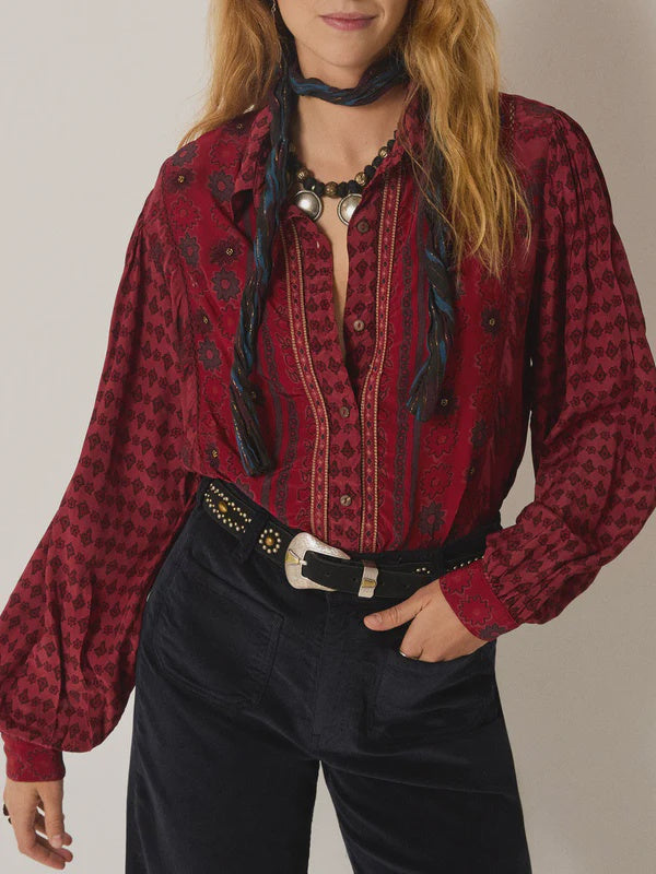 Emilie Bordeaux Blouse