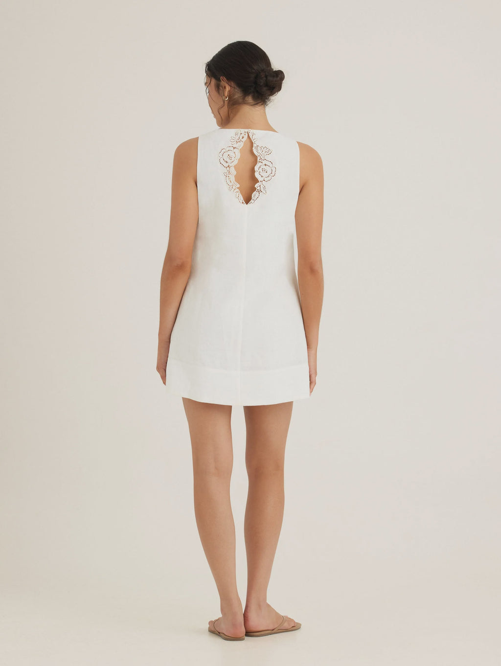 Embroidered Keyhole Mini Dress