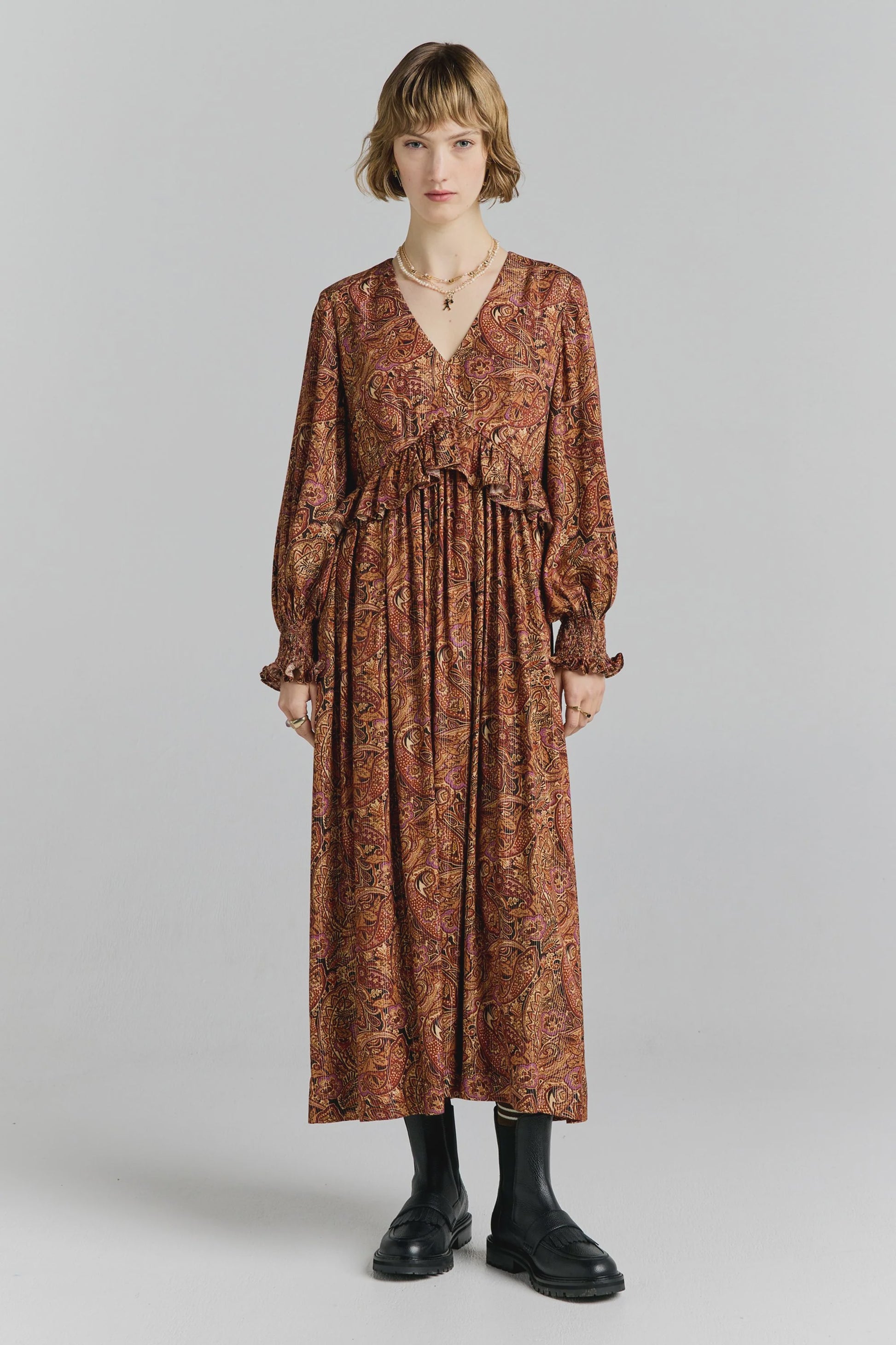 Halo Dress Burgundy Paisley
