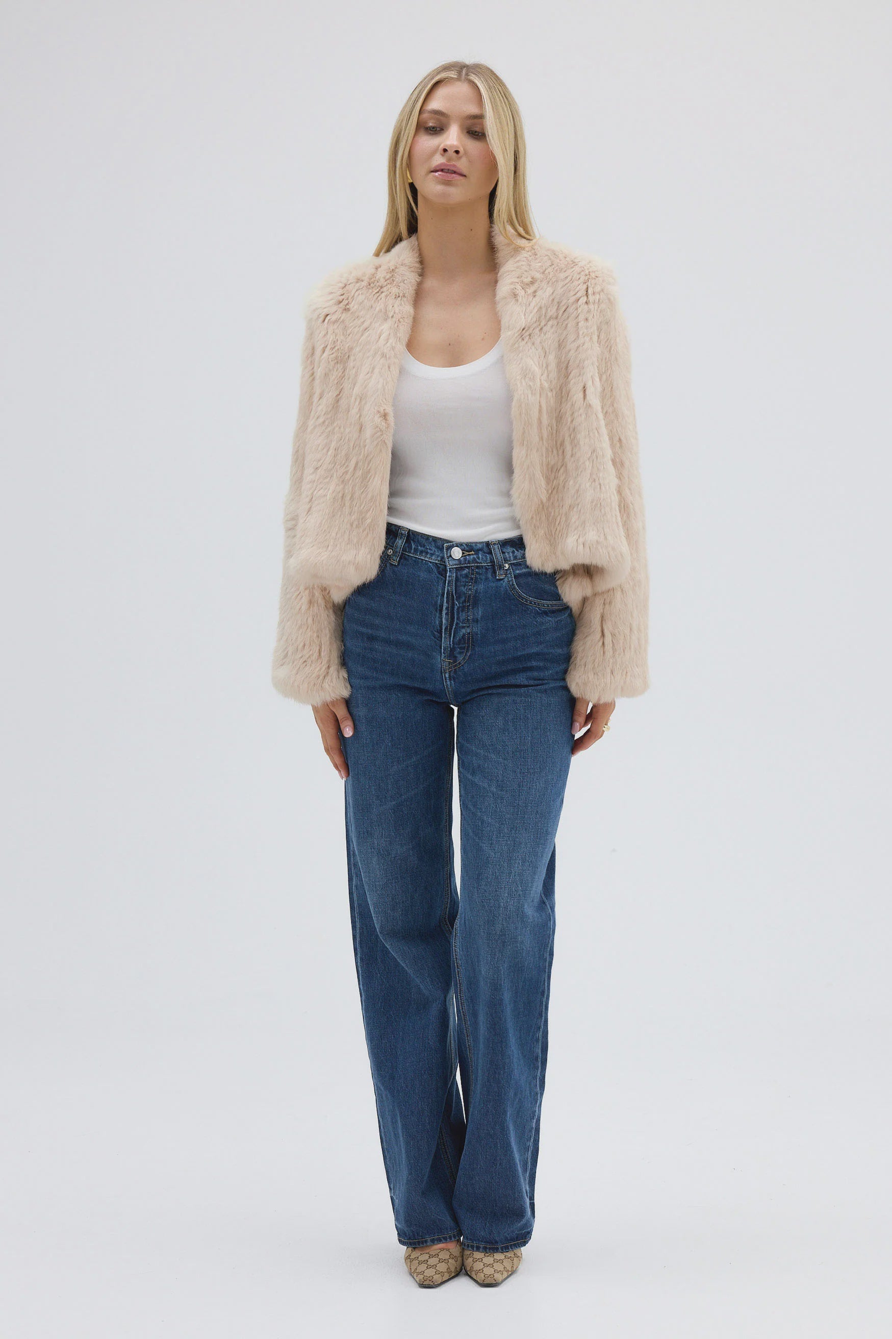 Emma Fur Jacket - Oatmeal