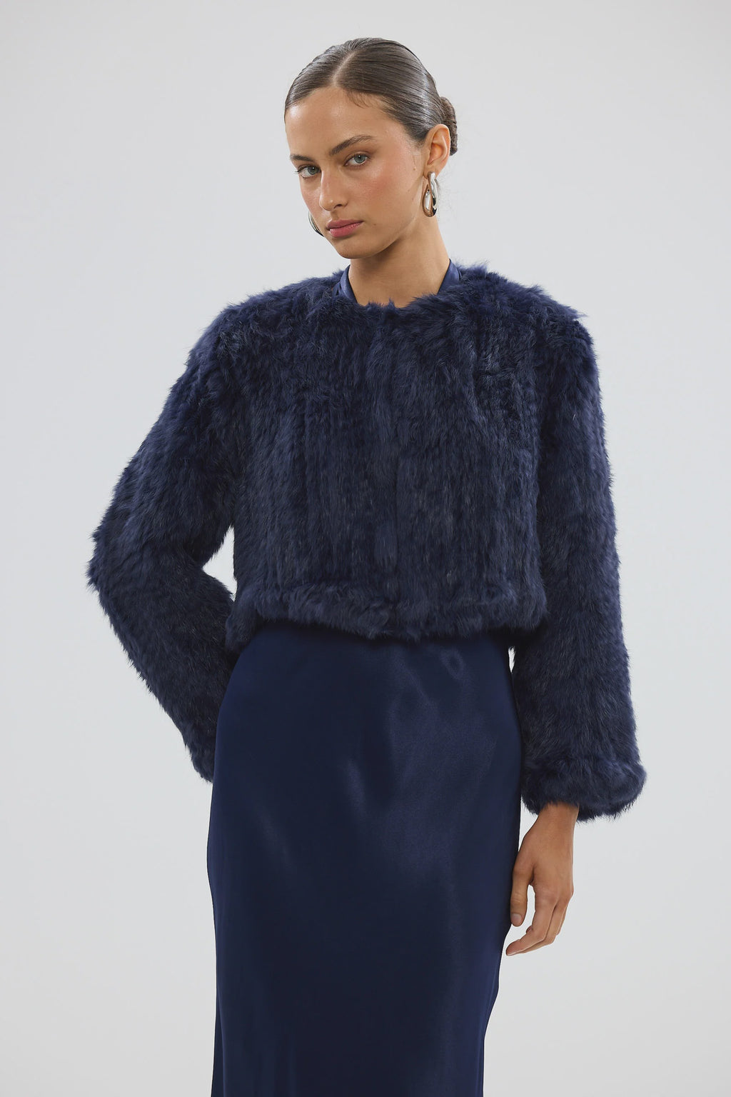 Lola Crop Jacket- Navy