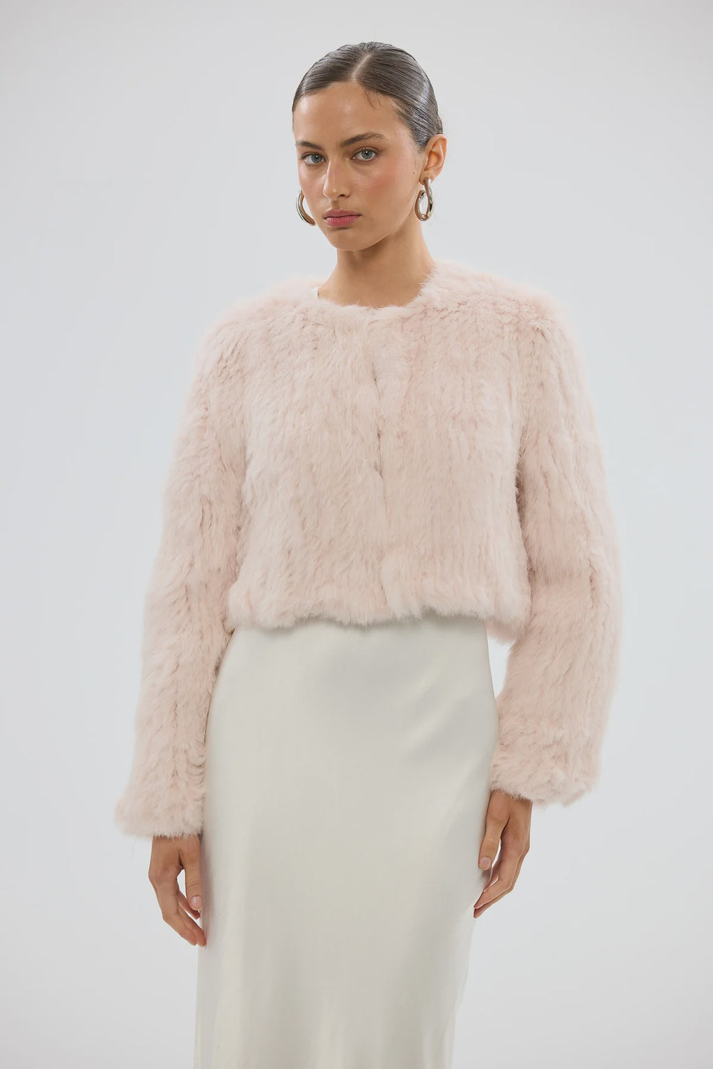 Lola Crop Jacket - Baby Pink