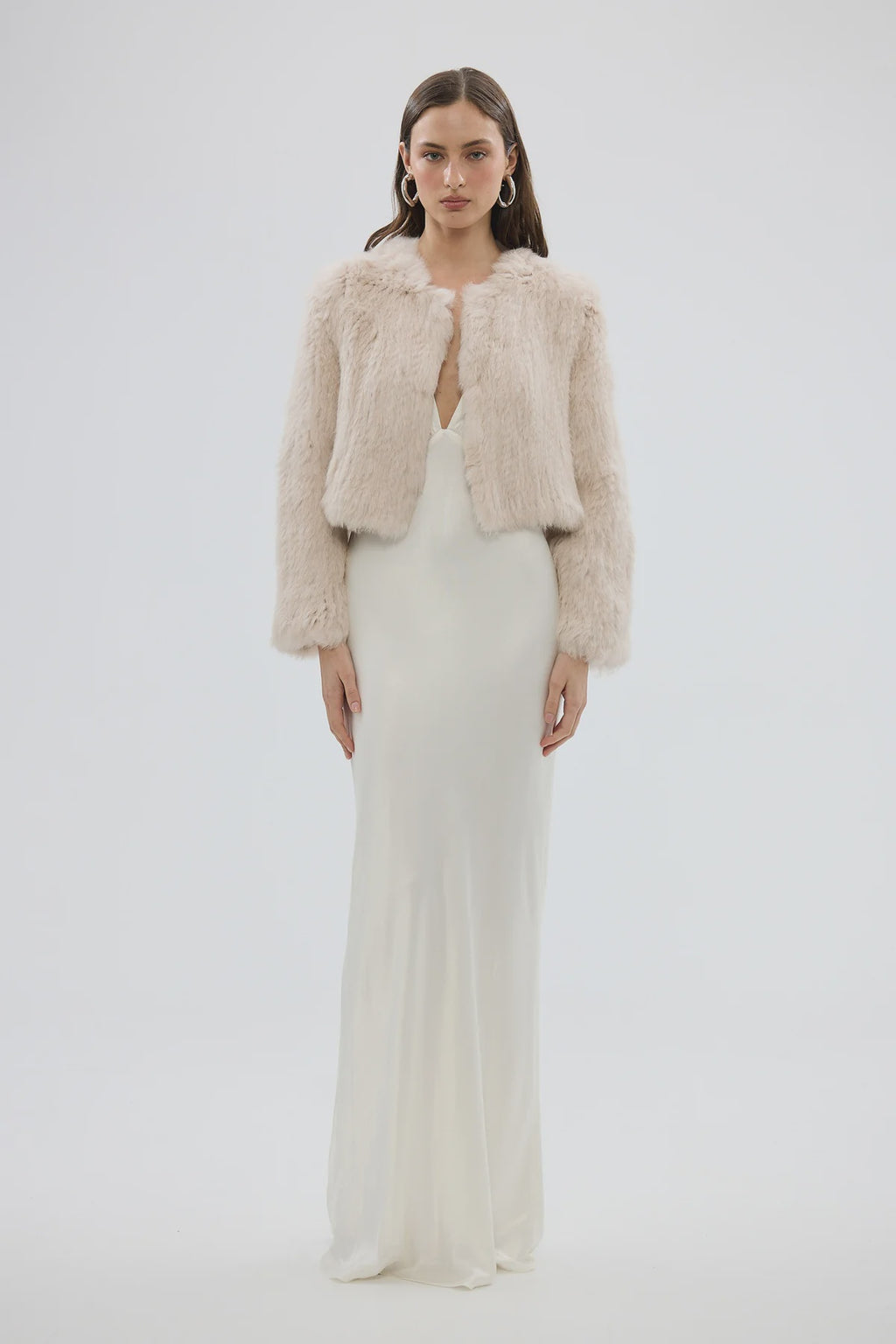 Lola Crop Jacket. - Stone