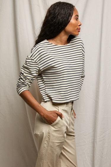 Taylor Long Sleeve Rugby Tee  - Navy Stripe