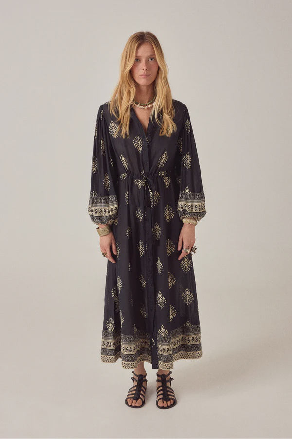 Eleanor’s Dress - Black Leaves
