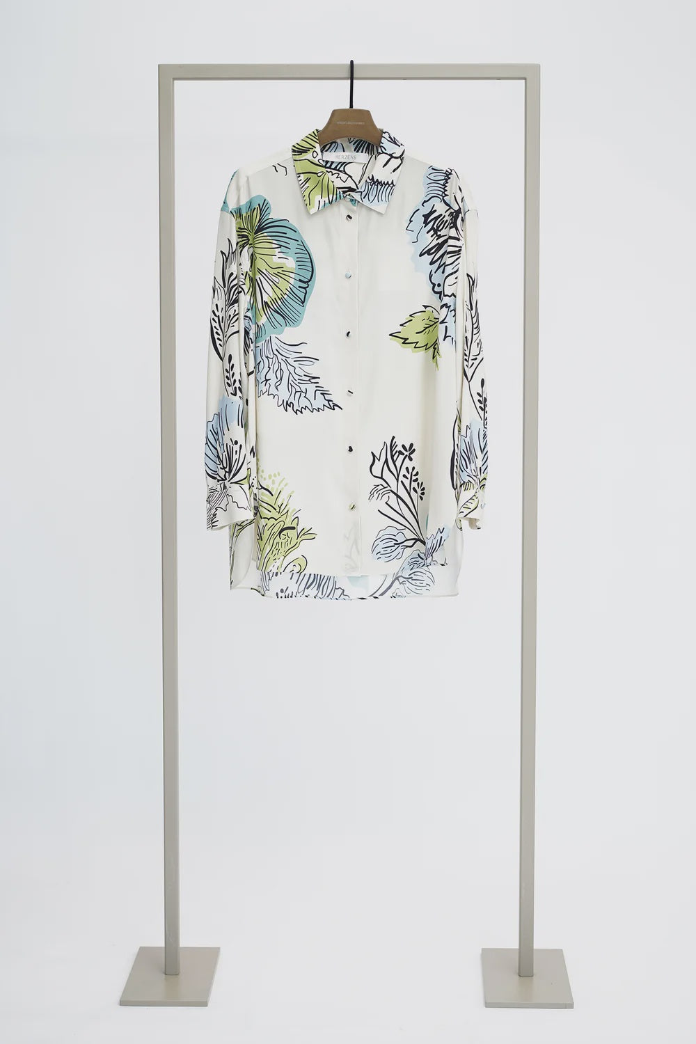 Sap Green Flower Print Shirt