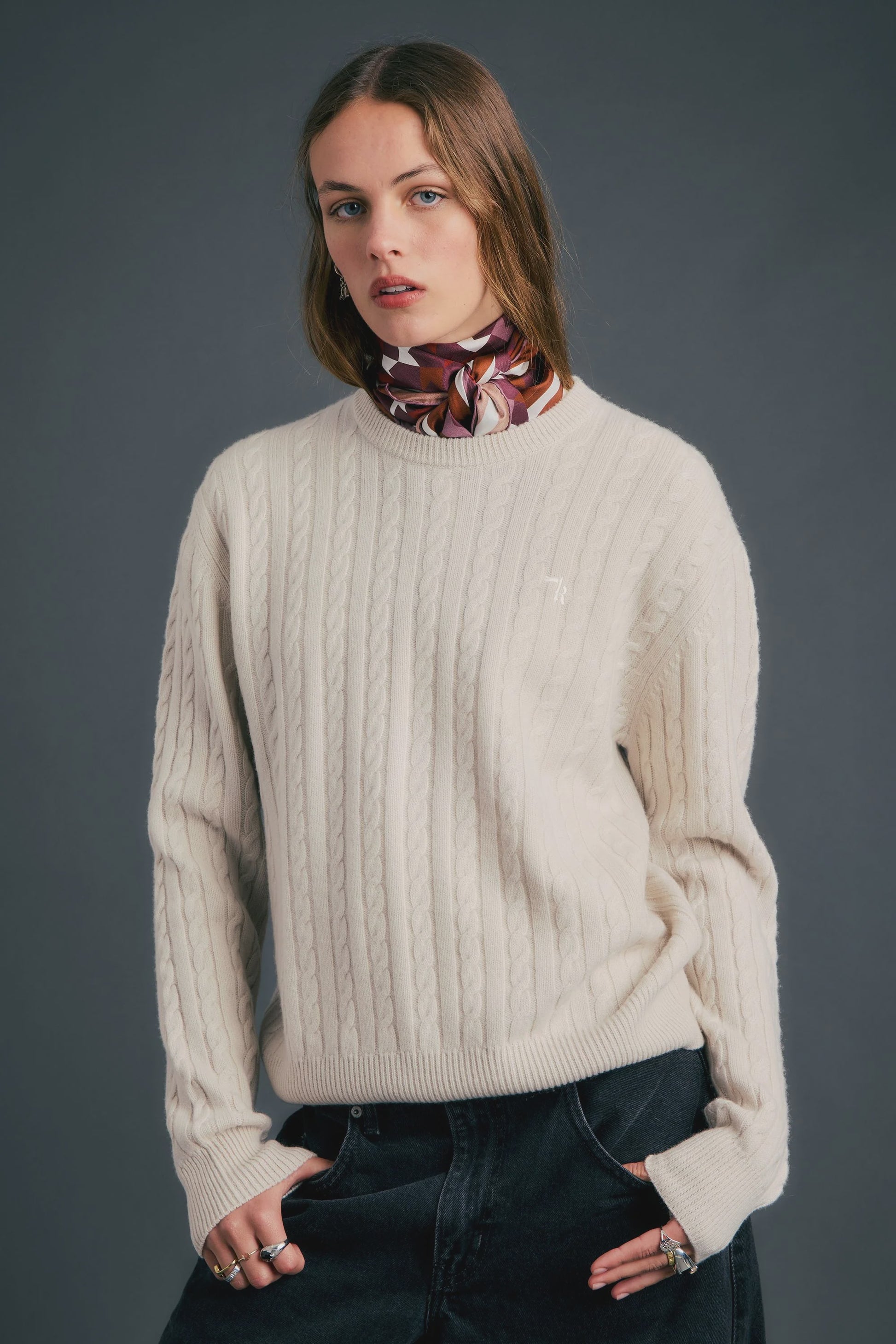 Classic Cable Knit Sweater - Stone