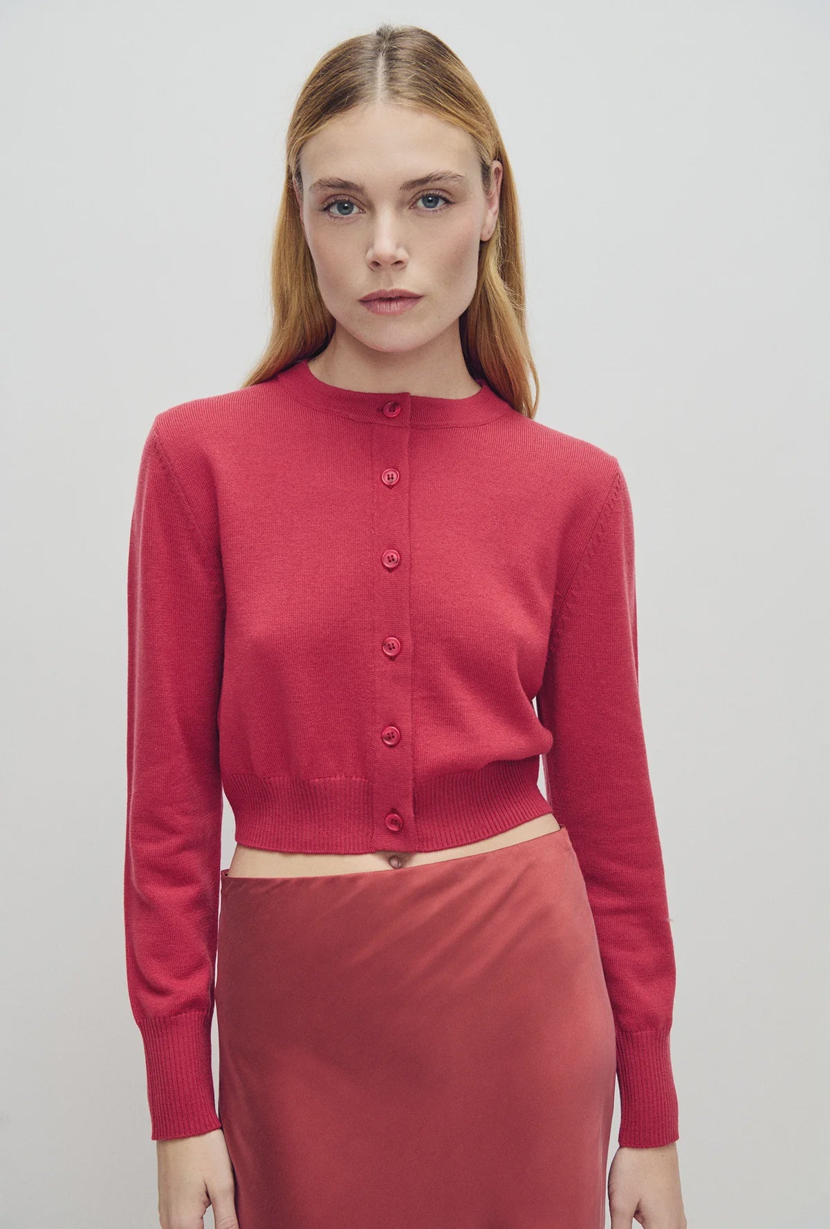 Cropped Cardigan - Blush