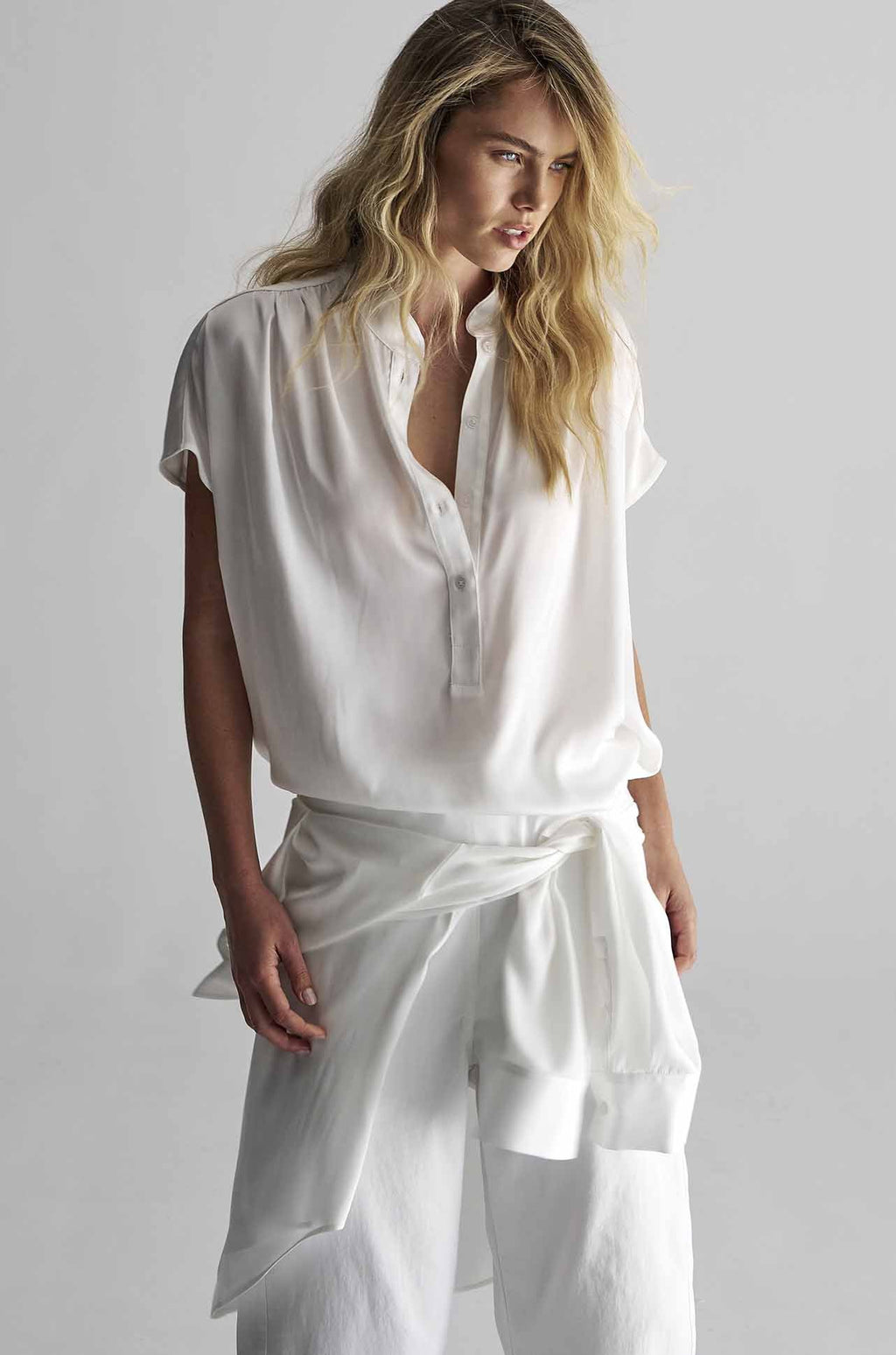 Gathered Shell - Pearl Organdy