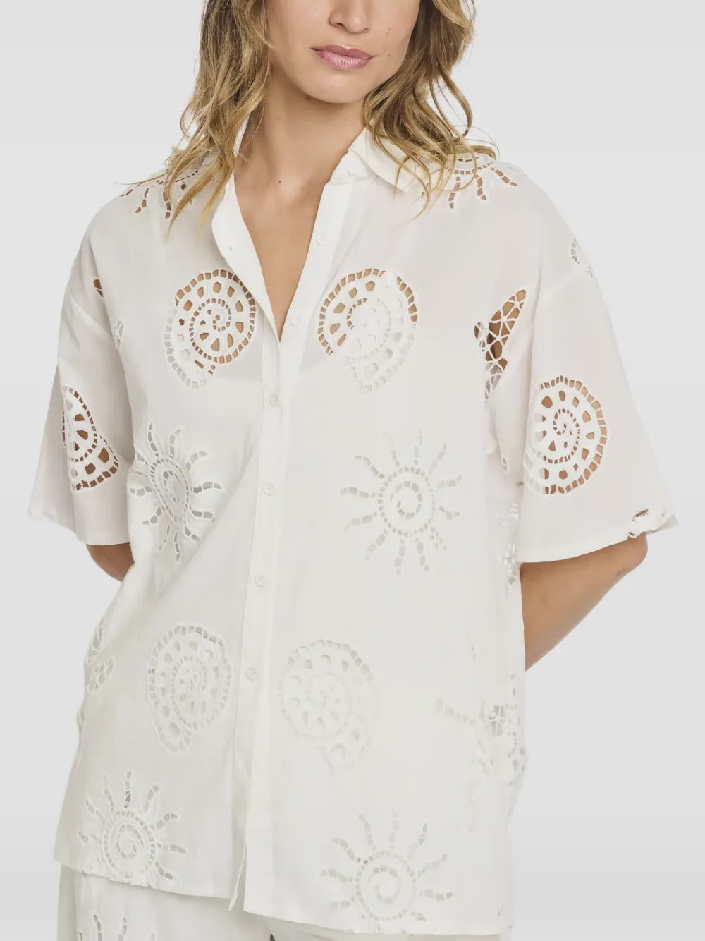 Kyle White Broderie Shirt