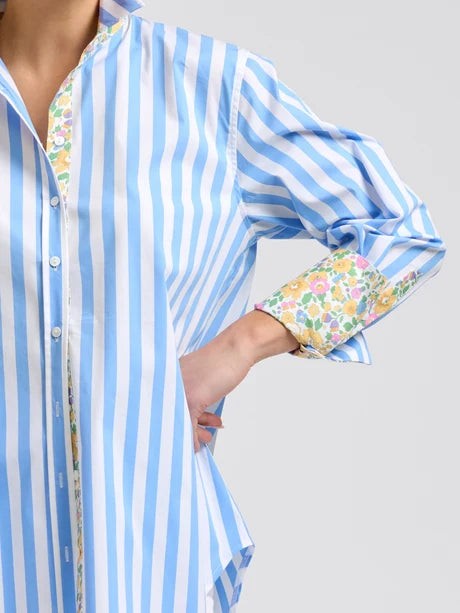 Elodie Trim Shirt - Pale Blue Stripe