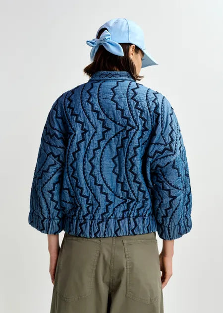 Jatropha Blue Quilted Denim Jacket