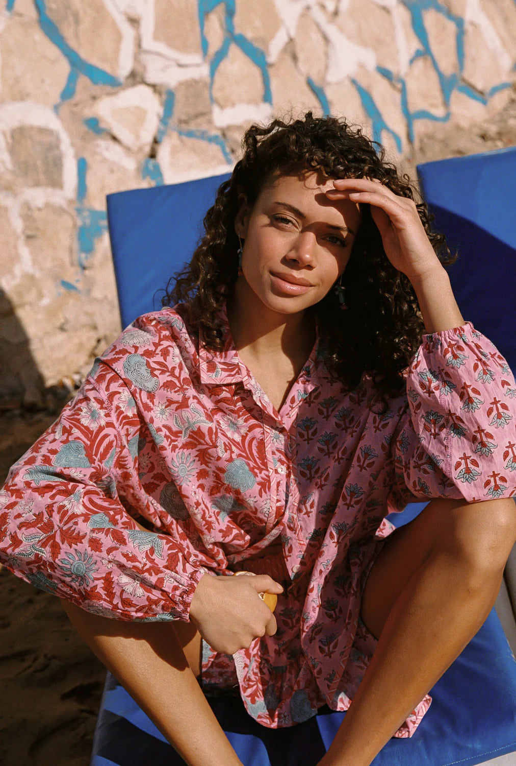 Kamala Block Print Chalk Shirt