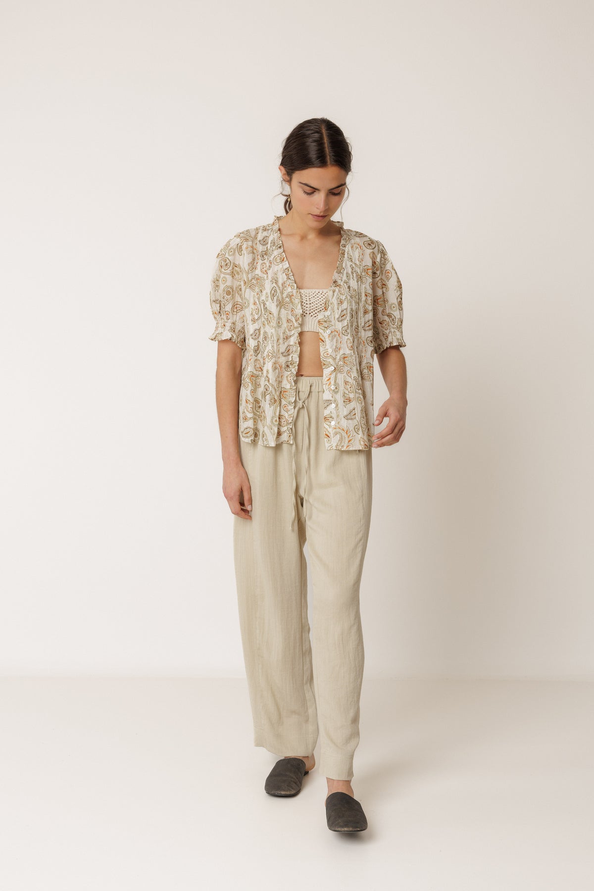 Micro Ruffle Voile Shirt