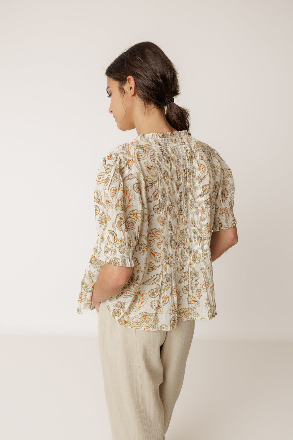 Micro Ruffle Voile Shirt