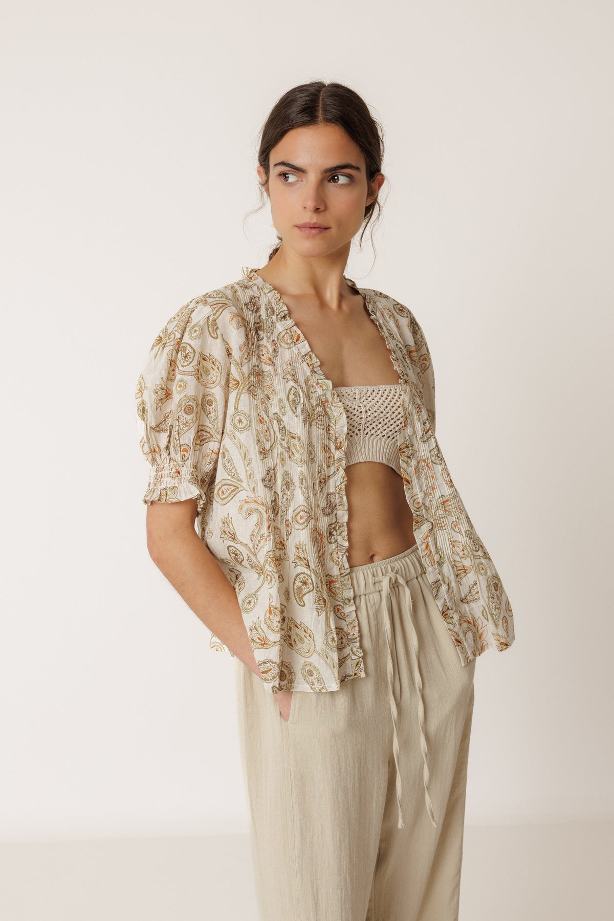 Micro Ruffle Voile Shirt