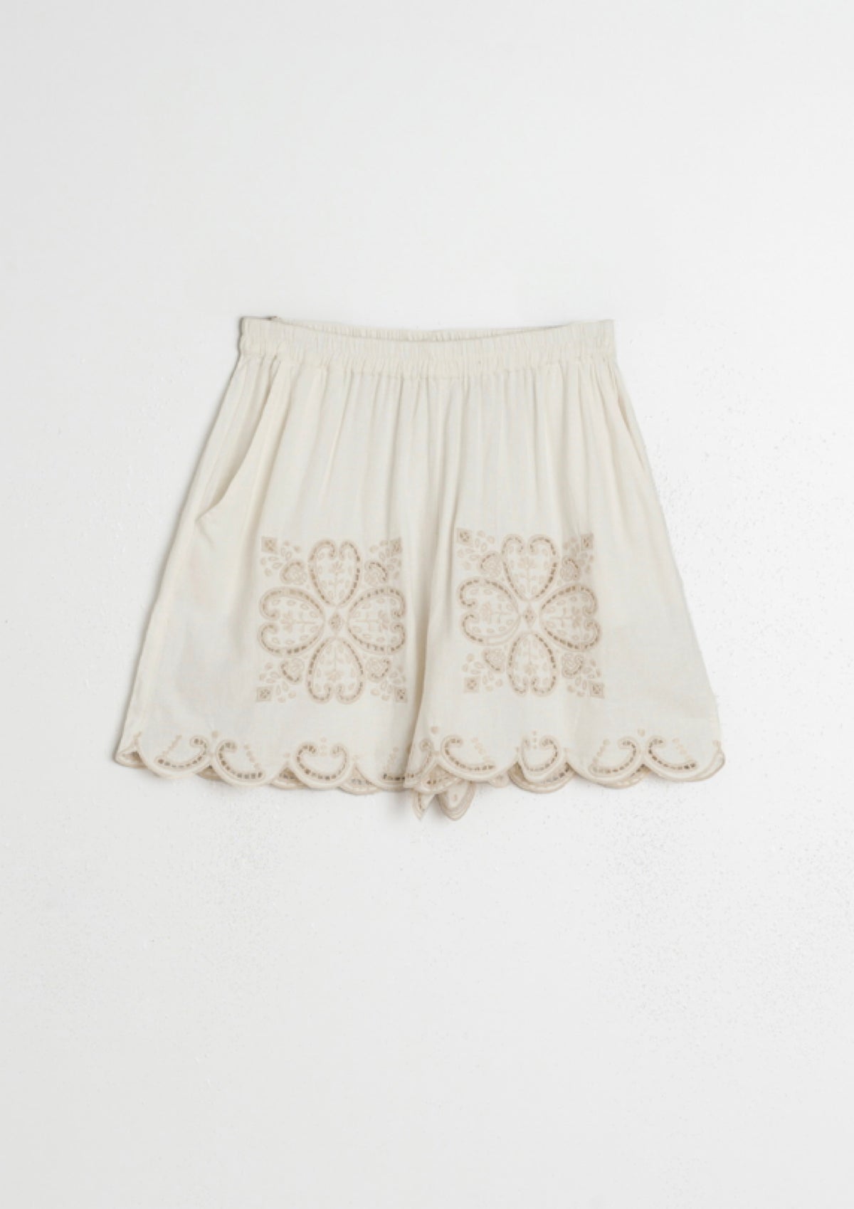 Embroidered Scalloped Shorts