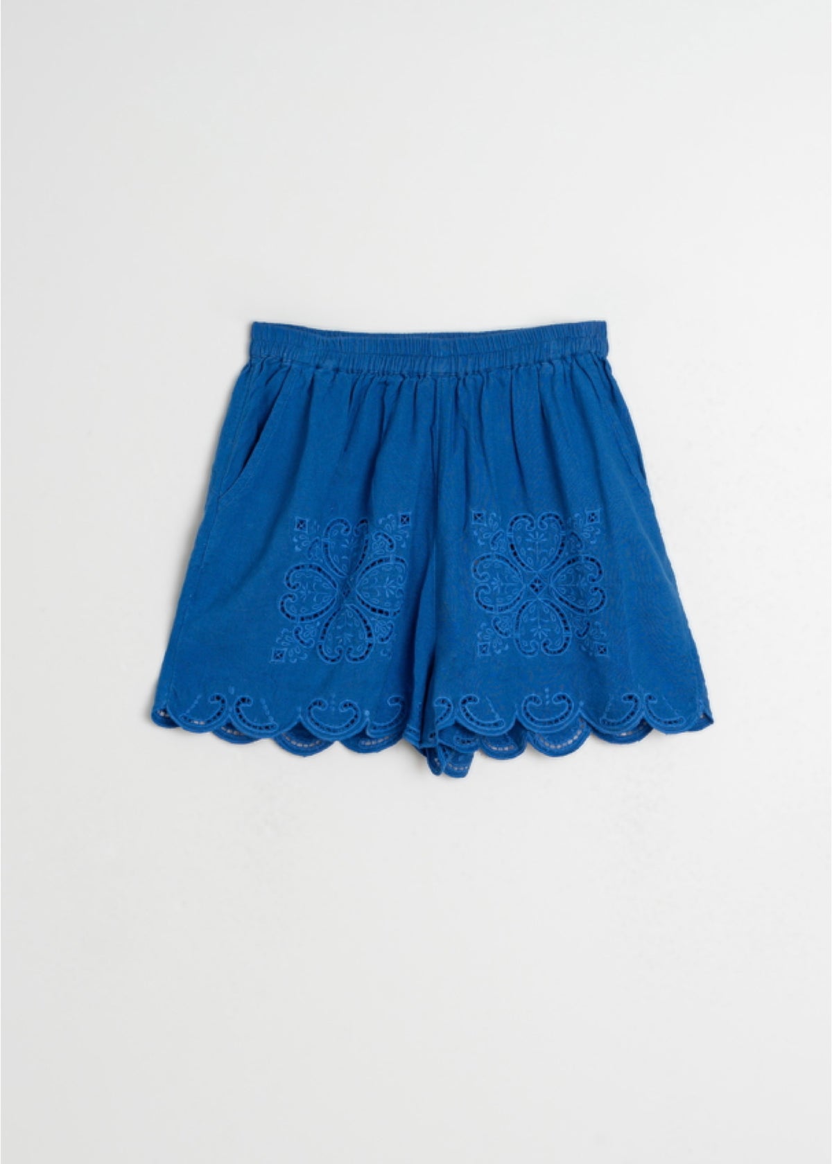 Embroidered Scalloped Shorts