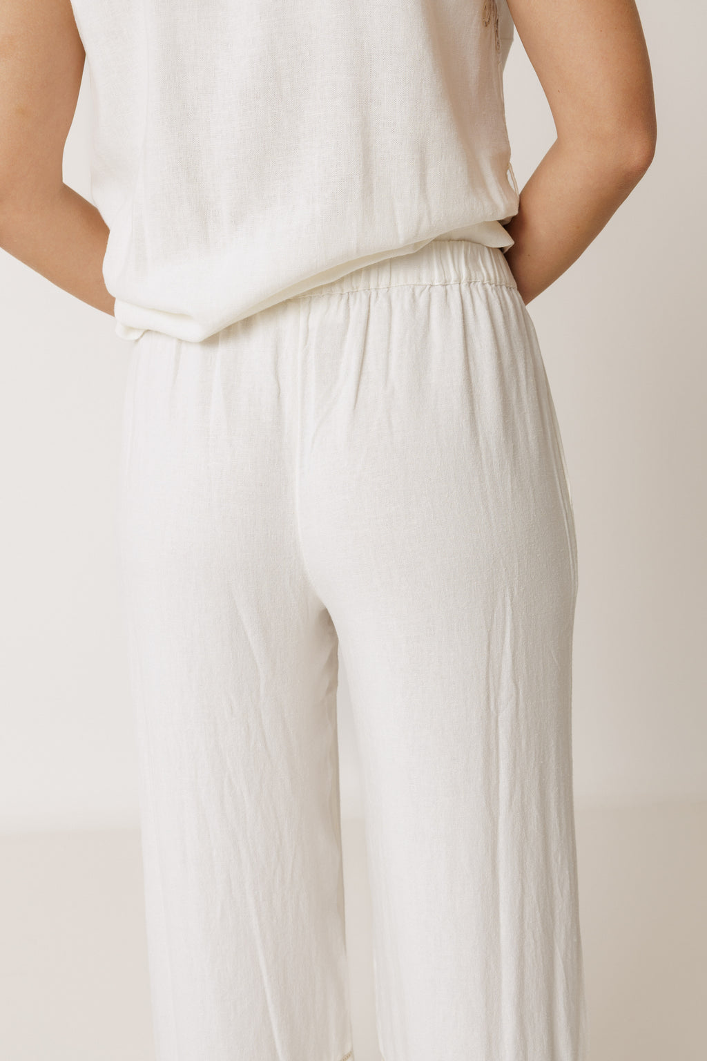 Embroidered Scalloped Hem Pants
