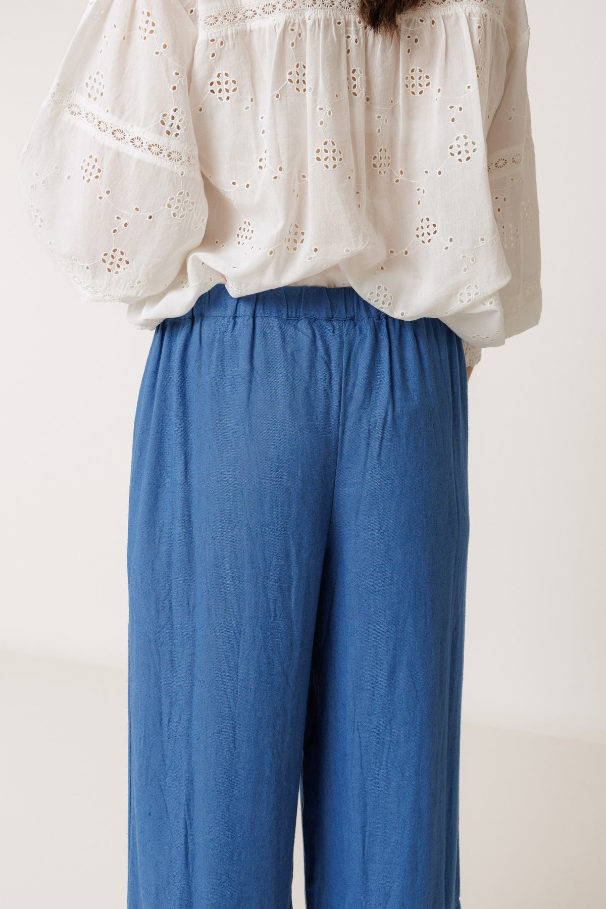 Embroidered Scalloped Hem Pants