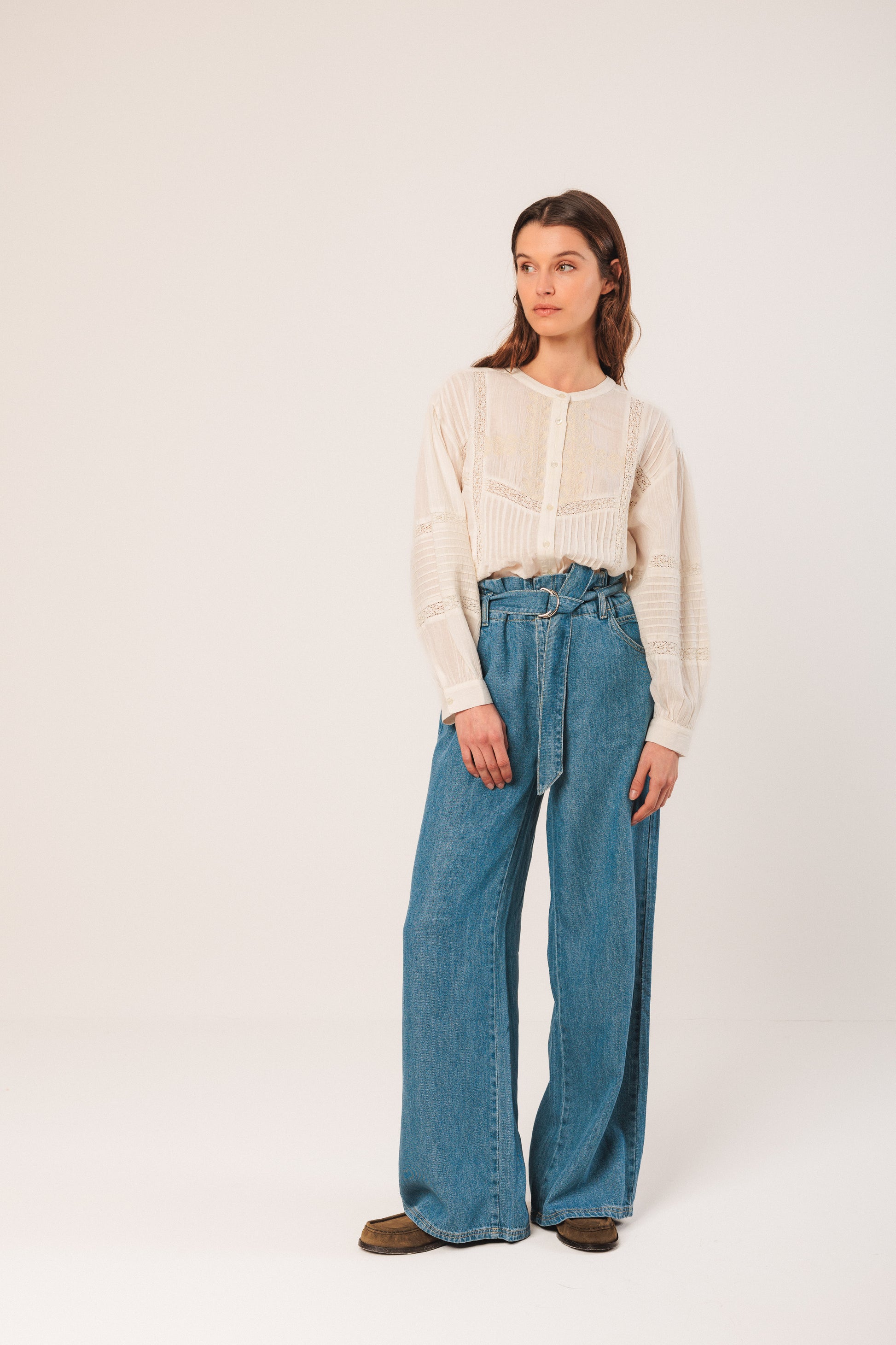 Embroidered  Lace Button up Blouse