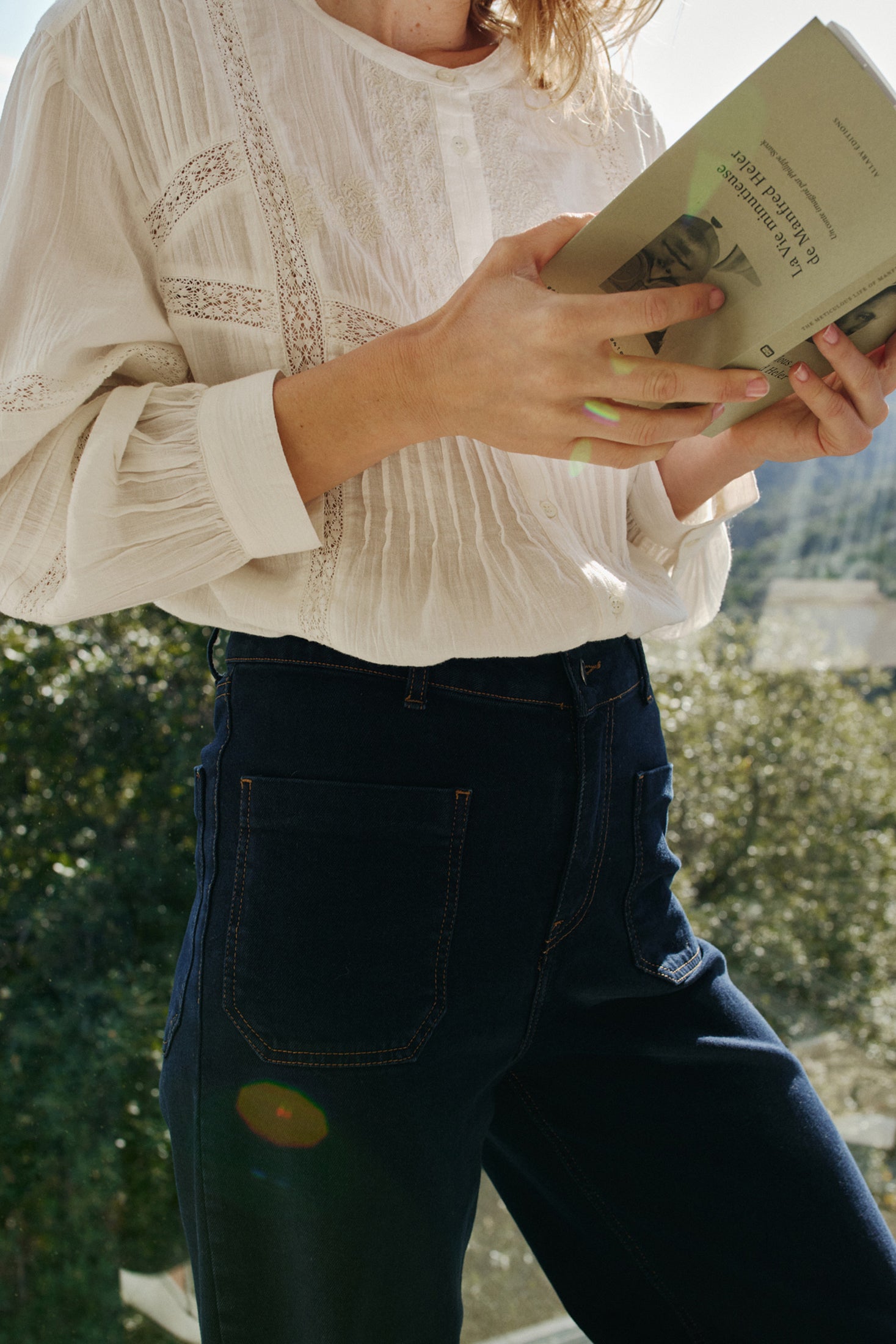 Embroidered  Lace Button up Blouse