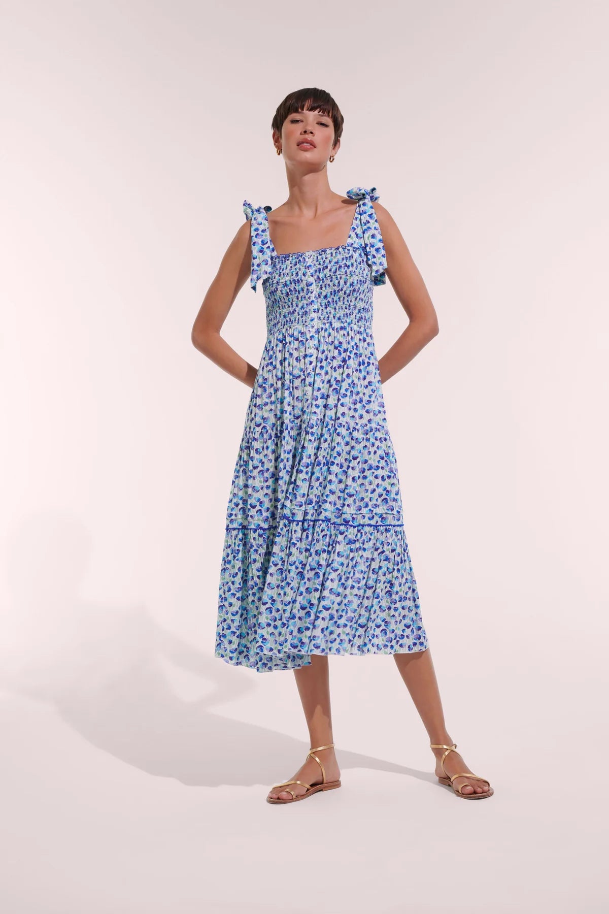 Long Dress Triny - White/Blue Alamy