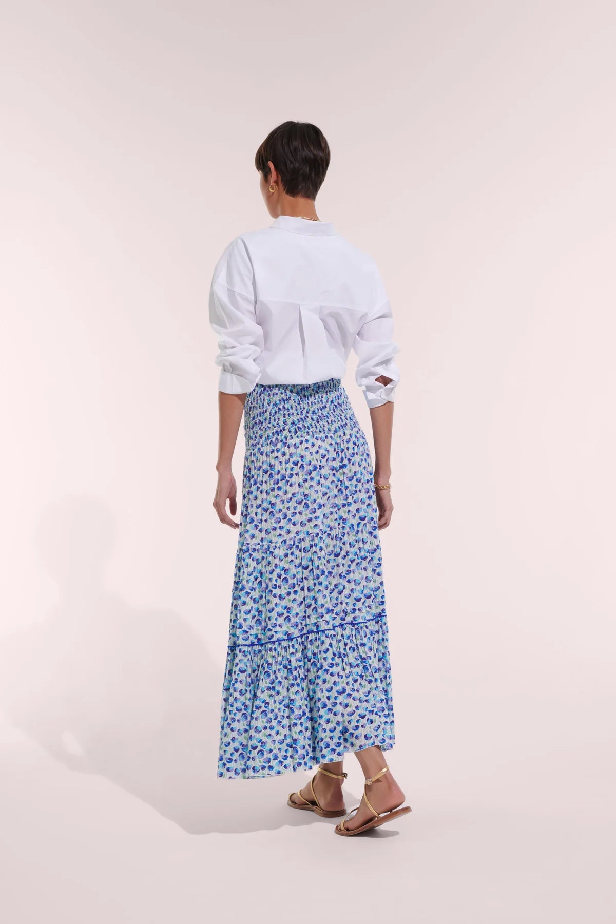 Long Dress Triny - White/Blue Alamy