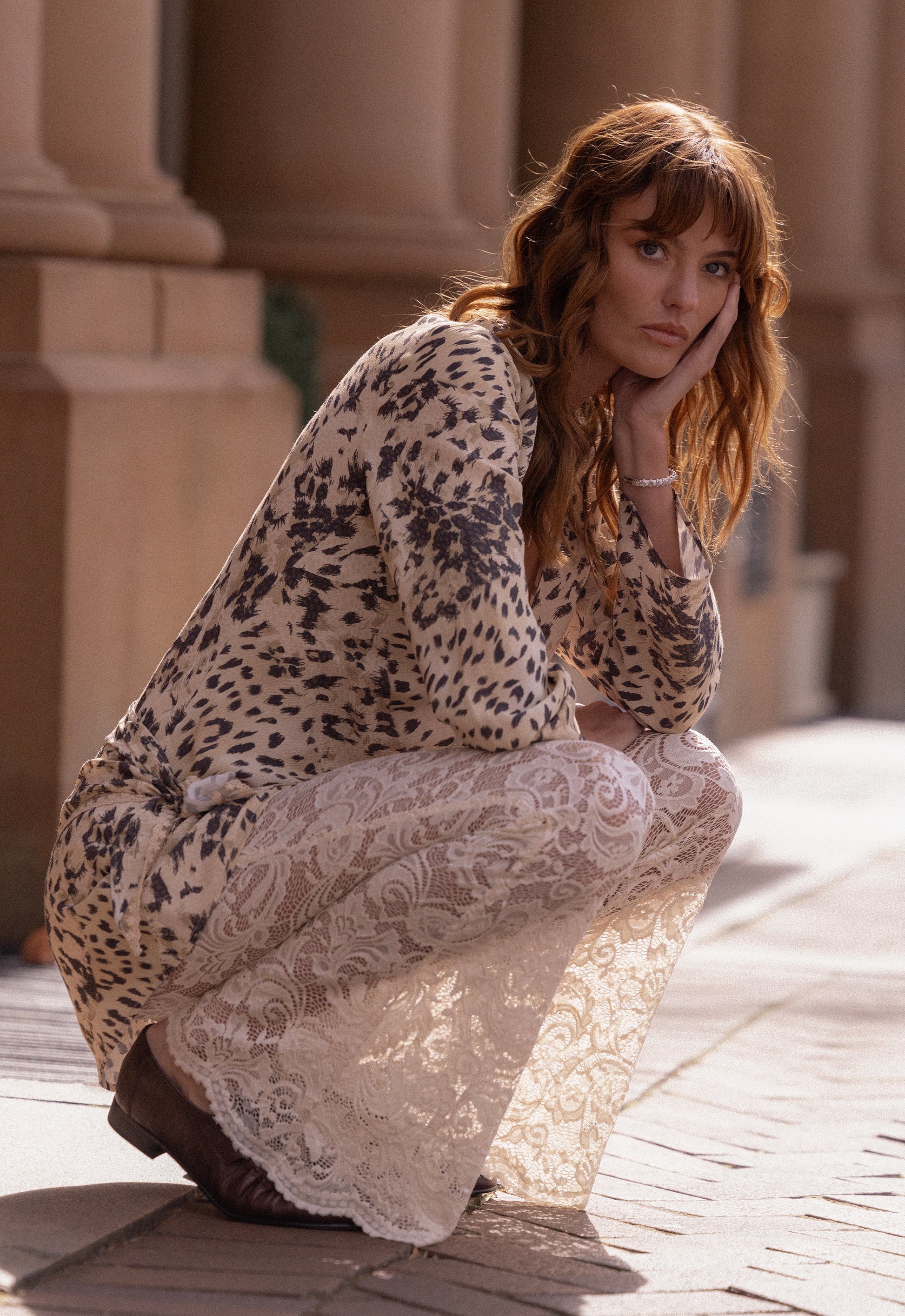 Snow Leopard Asymmetric Blouse