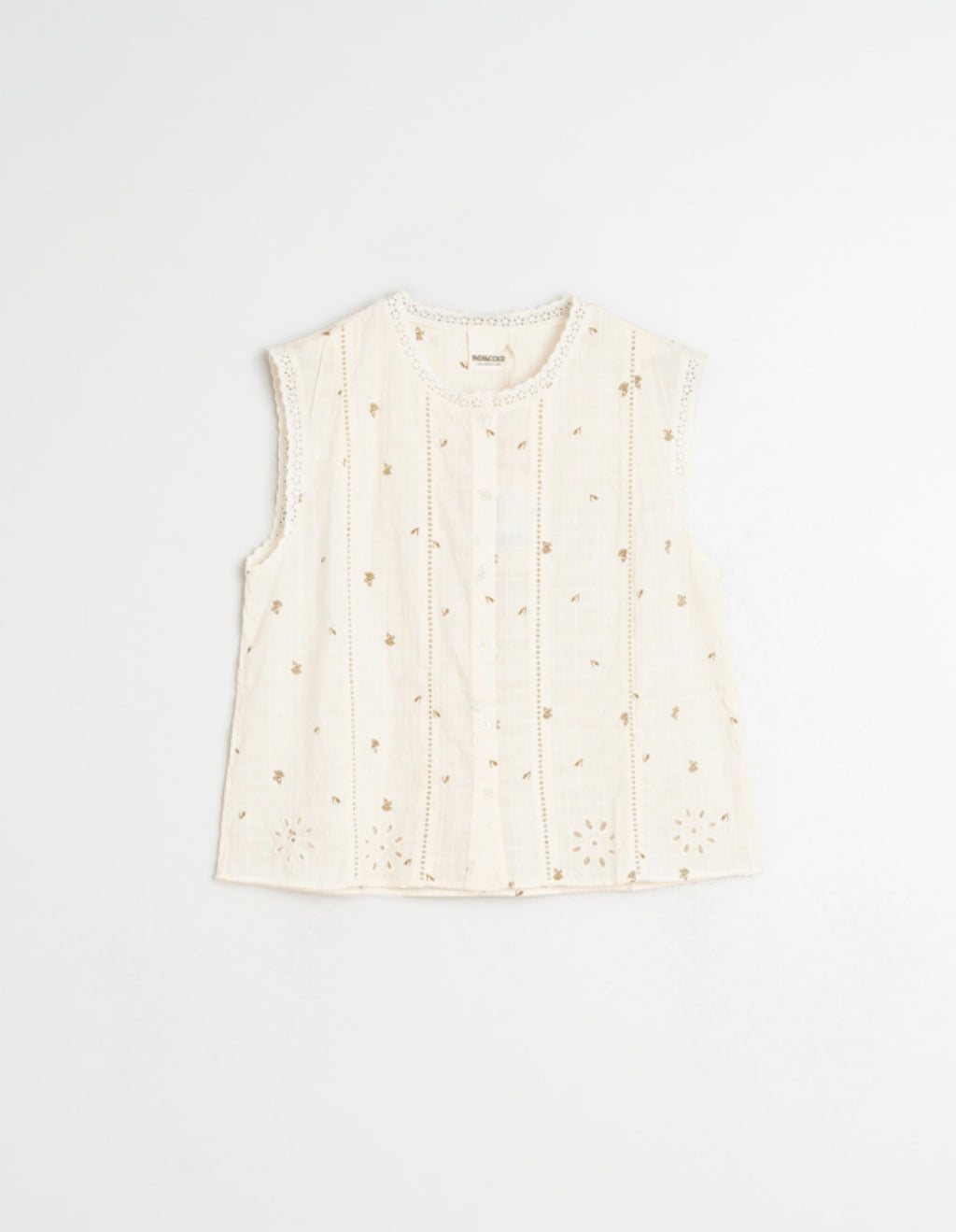 Sleeveless Cotton Dobby  Blouse