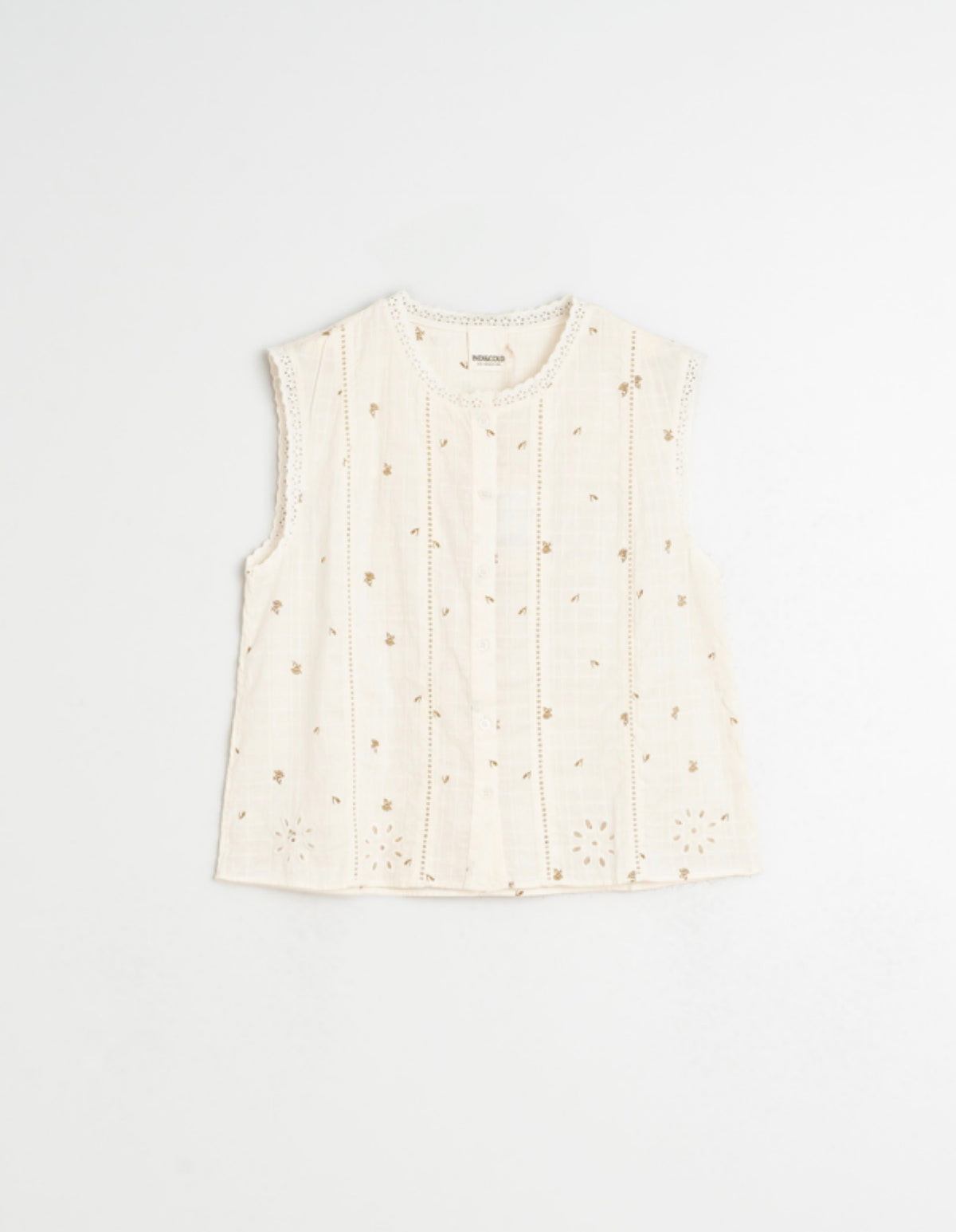 Sleeveless Cotton Dobby  Blouse