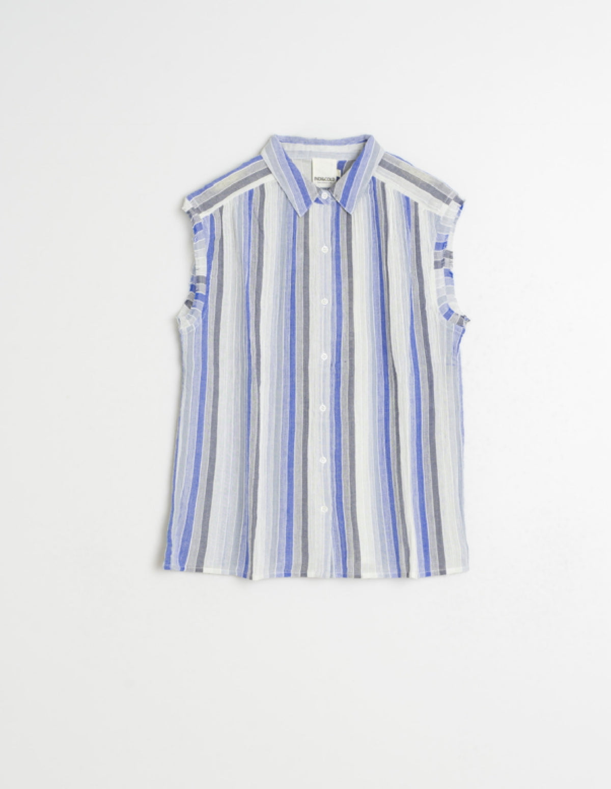 Sleeveless Blue Stripe Blouse