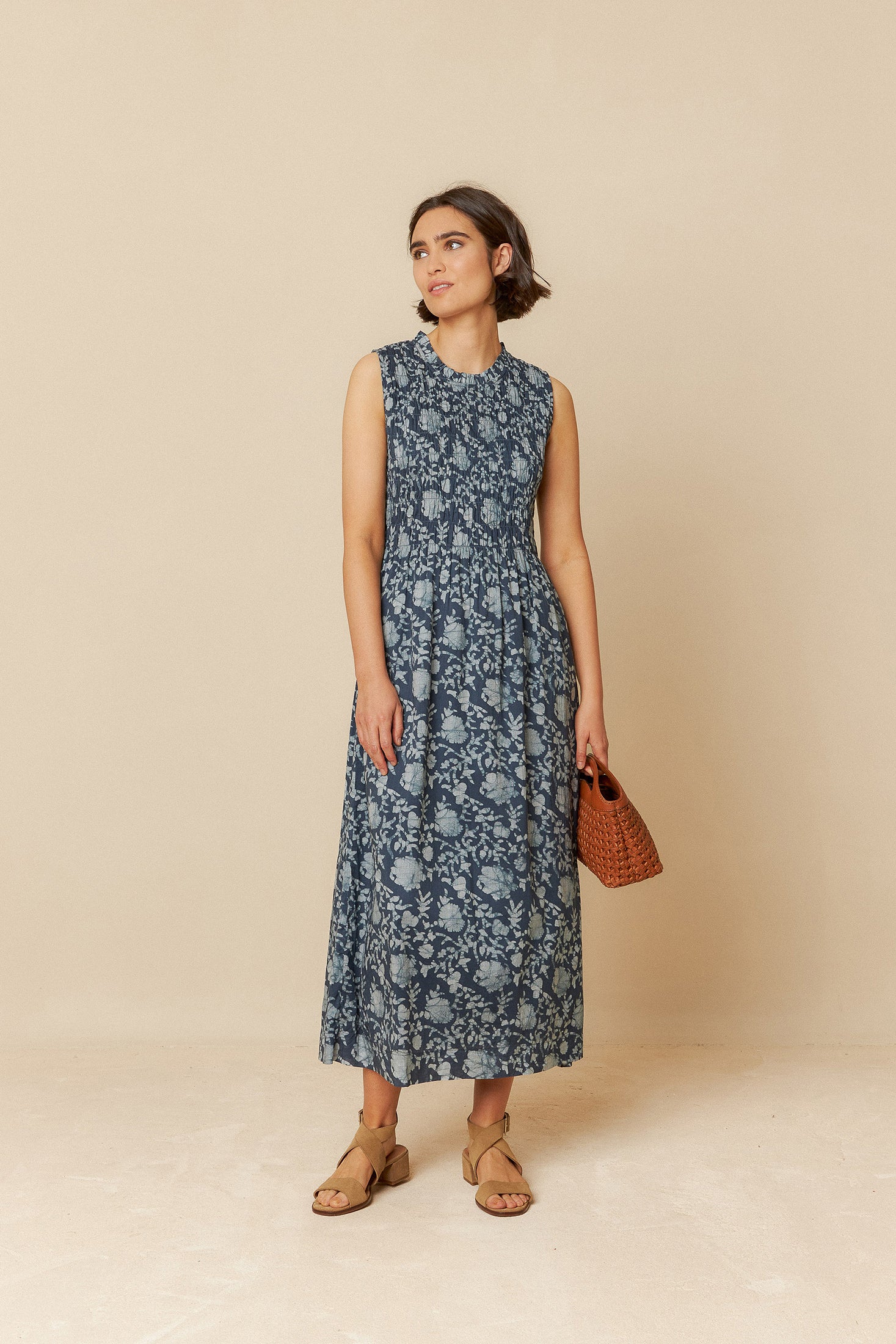 Indigo Elastic Maxi Dress