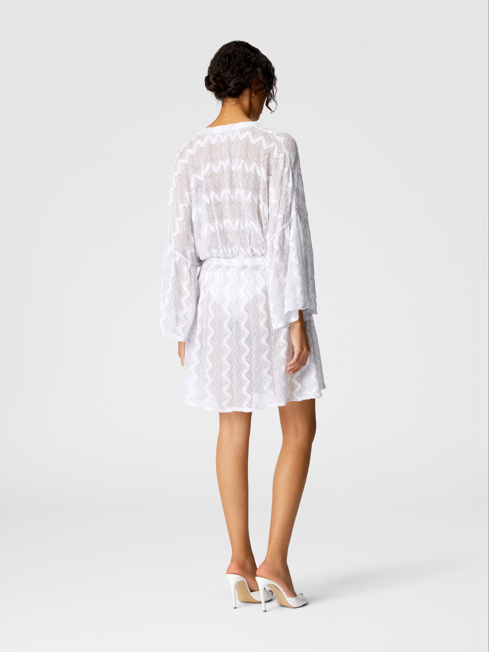 White Chevron Short Coverup