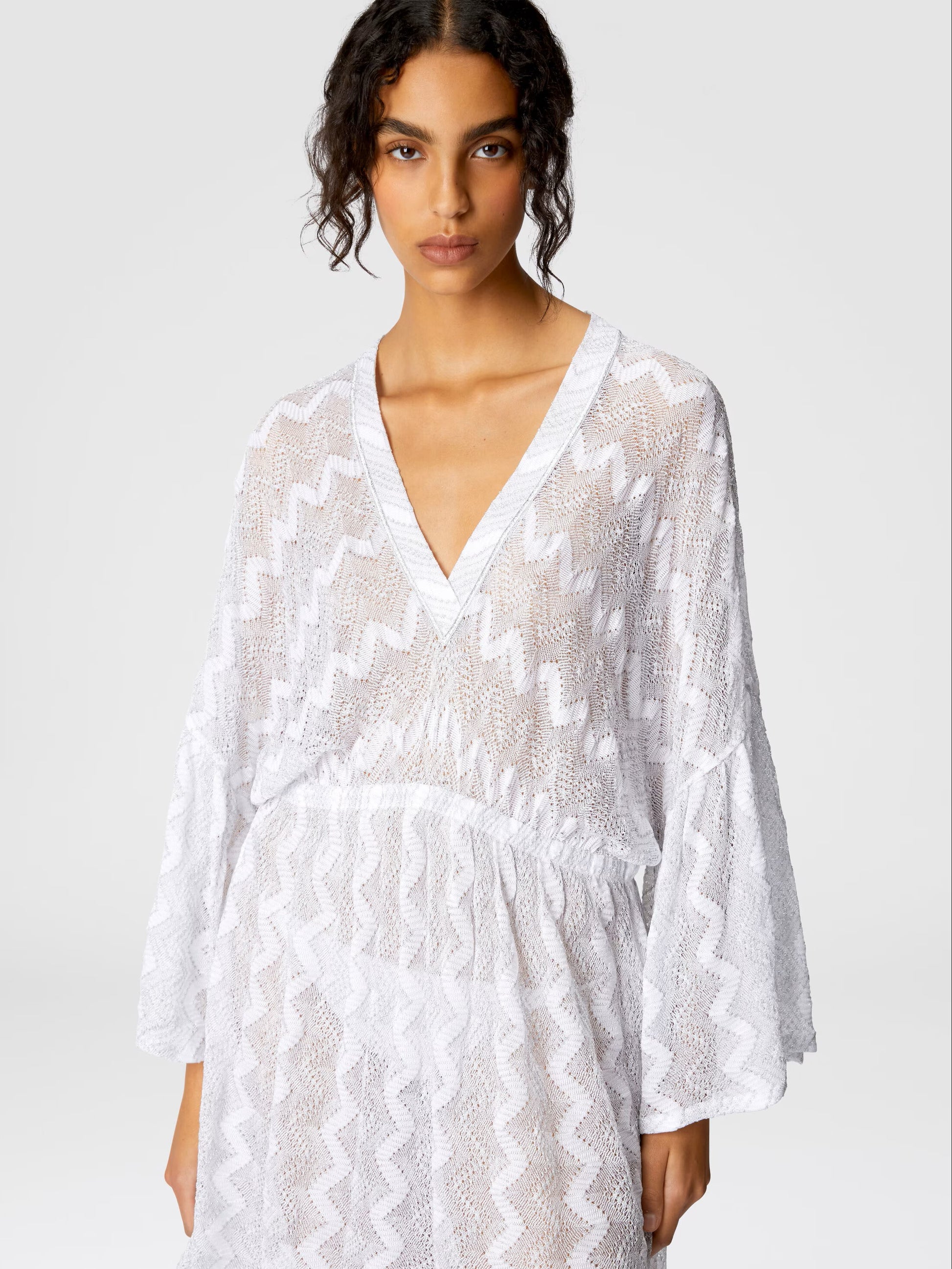 White Chevron Short Coverup