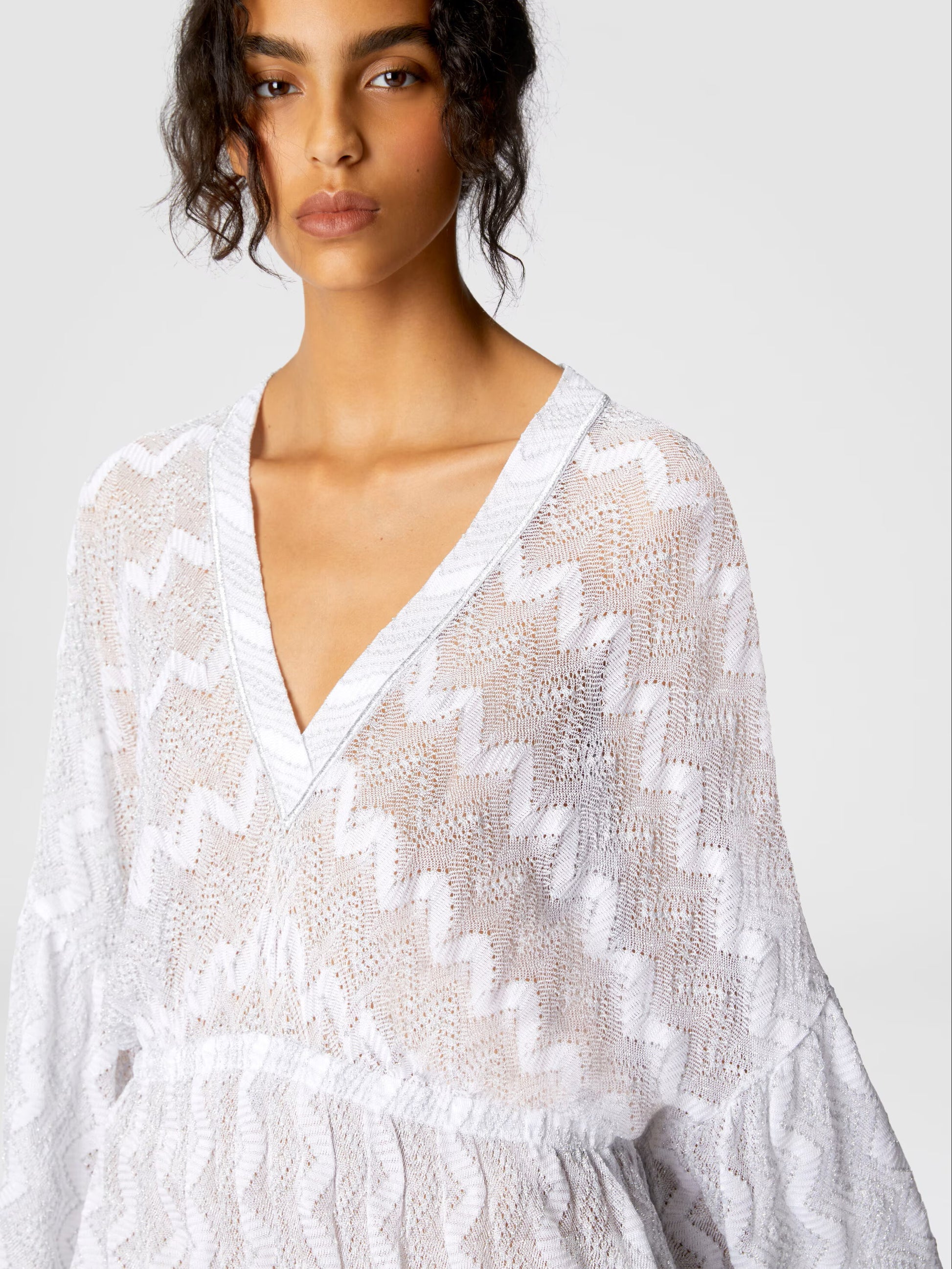 White Chevron Short Coverup